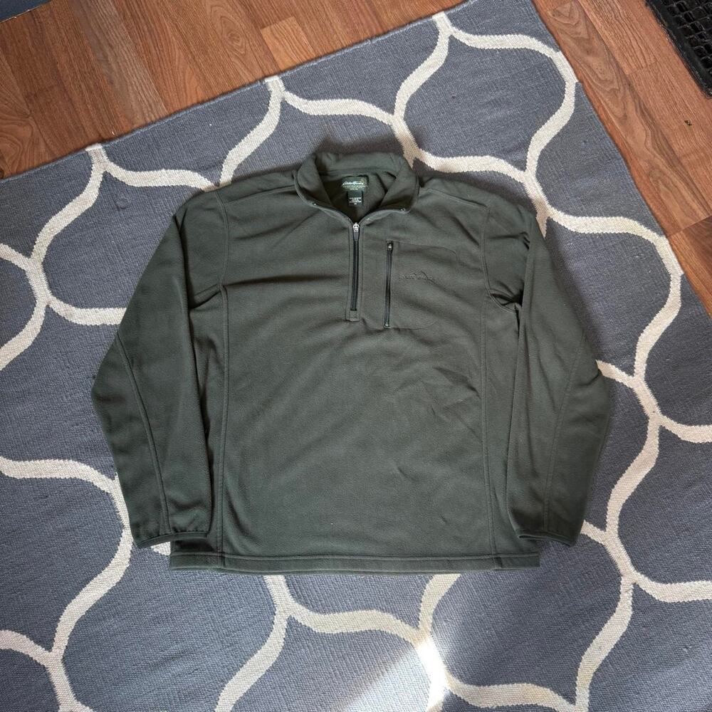 Eddie Bauer Olive Green Fleece Quarter Zip Pullover